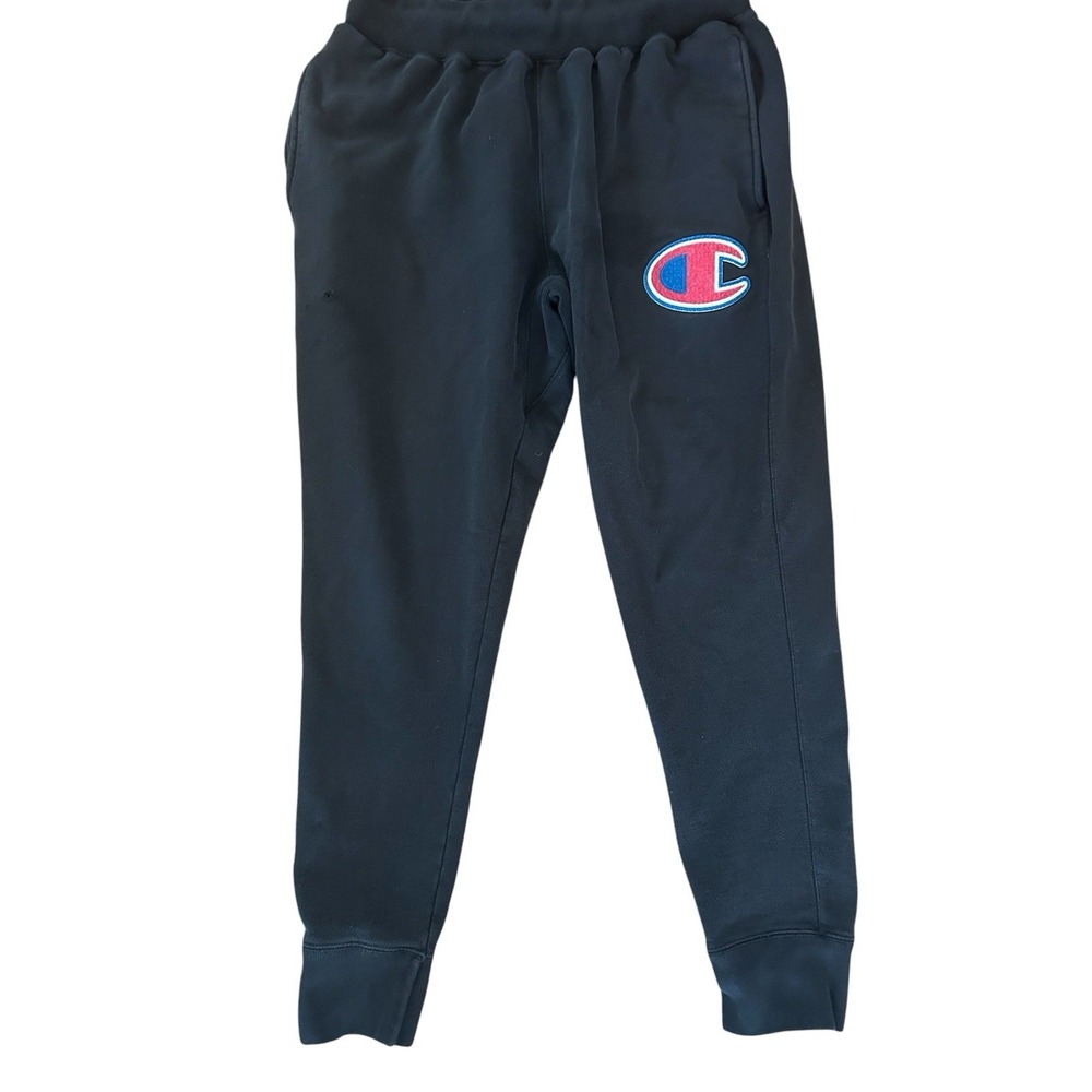 Vintage Champion Reverse Weave Black Sweatpants Sz L Embroidered C Logo